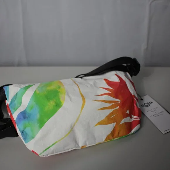 Aloha Collection Mini Hip Pack Rainbow Colored with Hawaiian Plant Print - Picture 4 of 6
